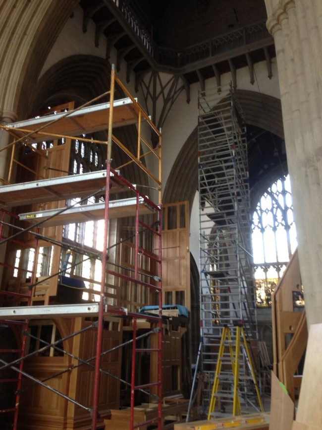 Scaffolding this morning 30 June Merton Coll Choir